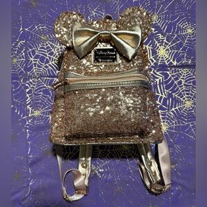 Disney Loungefly Rose Gold Sequin Backpack